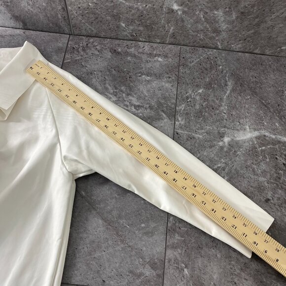 Planet Jacket Womens One Size Shirt Tail Chalk White Single Button Vegan Leather - Picture 16 of 16